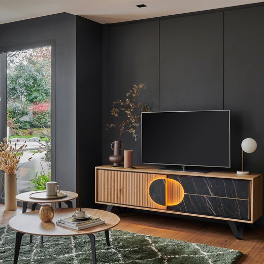 Grand meuble TV 2 portes - SPHERE ambiance