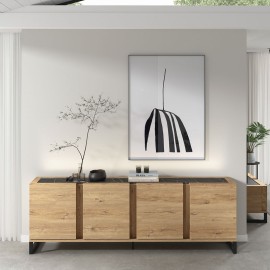 Buffet 4 portes xl imitation chêne - GRANDO