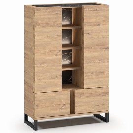 Vitrine 4 portes imitation chêne - GRANDO 2