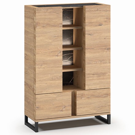 Vitrine 4 portes imitation chêne - GRANDO DETAILS