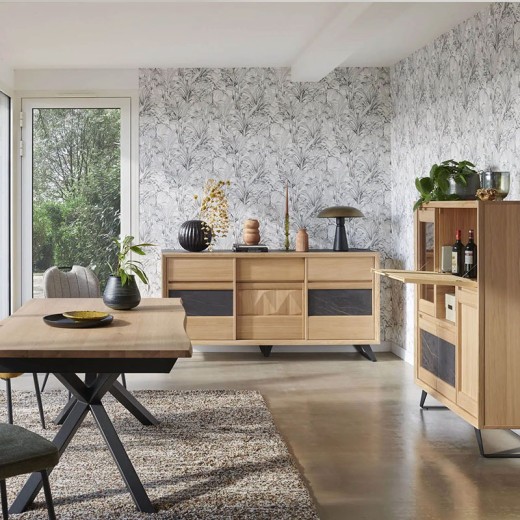 Buffet 3 portes 1 tiroir - Delta version pointe ambiance Buffet 3 portes 1 tiroir - Delta version pointe ambiance