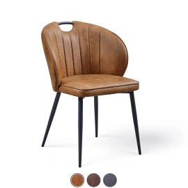 Chaise tissu vintage cognac - Louna