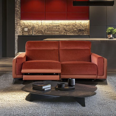 Canapé cuir et tissu - Petrus 3 places