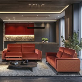 Canapé cuir et tissu - Petrus ambiance