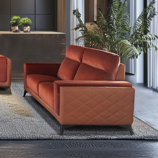 Canapé cuir et tissu - Petrus 2 places