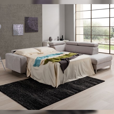 Canapé d'angle droit convertible tissu - Gotham déplié