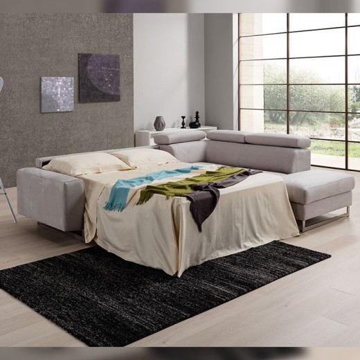 Canapé d'angle droit convertible tissu - Gotham déplié