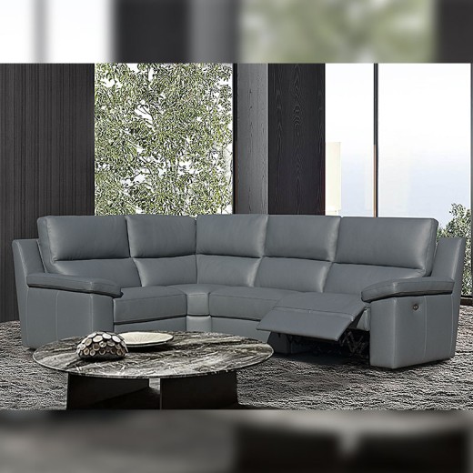 Canapé d'angle droit relax cuir - Louvre