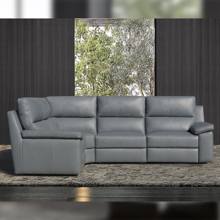 Canapé d'angle droit relax cuir - Louvre profil