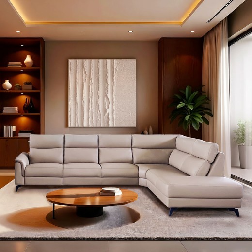 Canapé d'angle droit relax cuir - Modena face