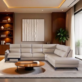 Canapé d'angle droit relax cuir - Modena face