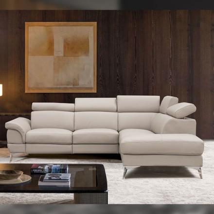 Canapé d'angle droit relax cuir - Pampas profil