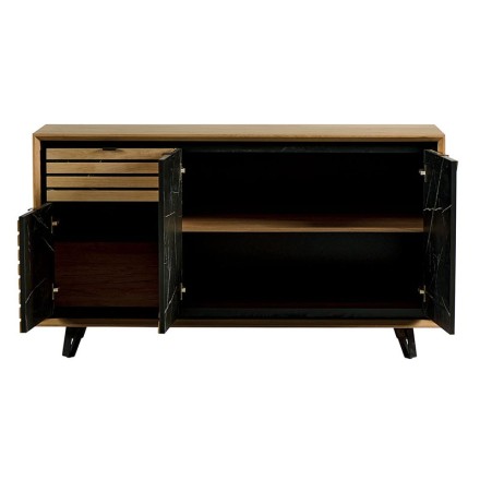 Buffet 3 portes 1 tiroirs chêne blanchi - STORIA ouvert