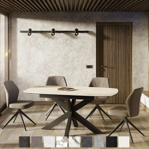 Table de repas extensible 130cm - PHOENIX - TRAVERTIN