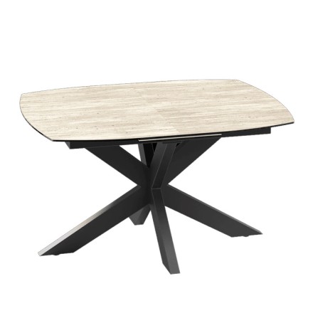 Table de repas extensible 130cm - PHOENIX - TRAVERTIN VUE 1