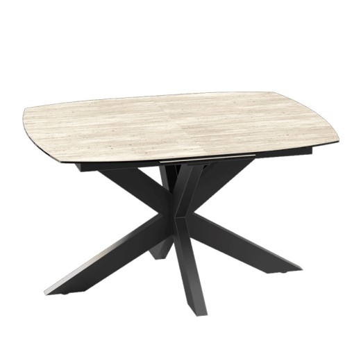Table de repas extensible 130cm - PHOENIX - TRAVERTIN VUE 1