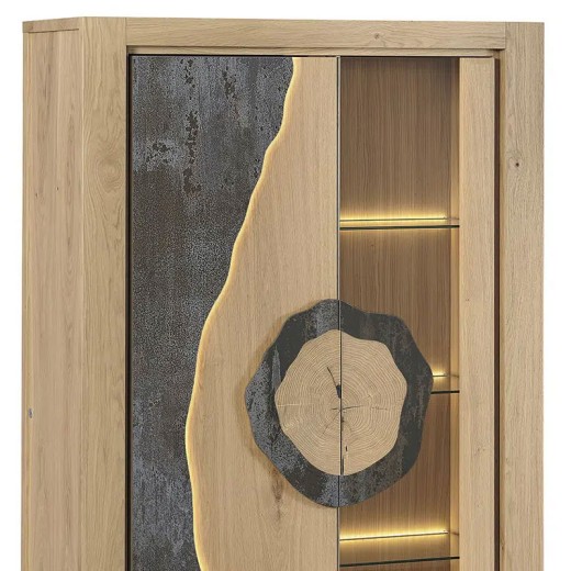 Vitrine 2 portes - Minérale brun détails