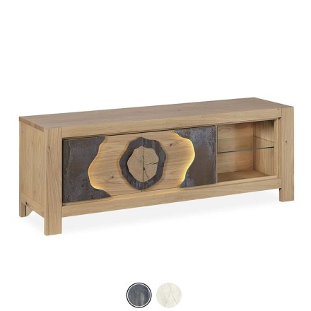 Meuble TV 2 portes - Minérale brun