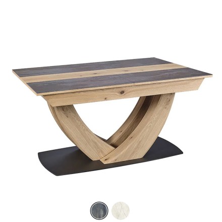 Table rectangle 160 extensible - Minérale brun