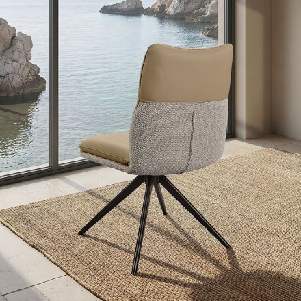 Chaise pivotante cuir beige - EVA