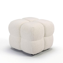 Pouf tissu blanc - ANGELO 2