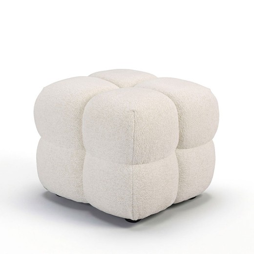 Pouf tissu blanc - ANGELO