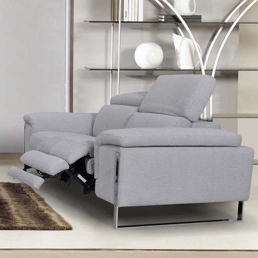 Canape 3 Places Tissu Gris Relax Electrique Quitman