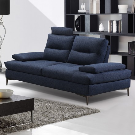 Canape 2 Places Tissu Bleu Spalding