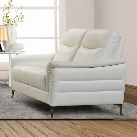 Canape 3 Places Cuir Blanc Casse Relax Electrique Otero