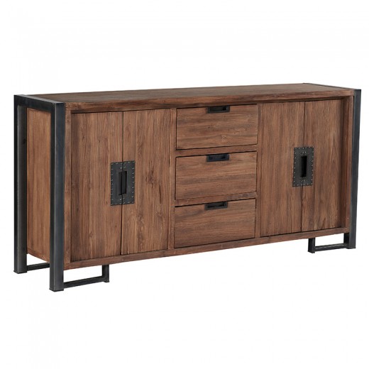 Buffet 4 portes 3 tiroirs teck naturel Wales Buffet 4 portes 3 tiroirs teck naturel Wales