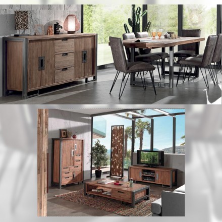 Buffet 4 portes 3 tiroirs teck naturel Wales