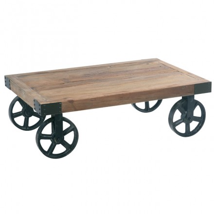 Table basse sur roulettes en orme CROSS