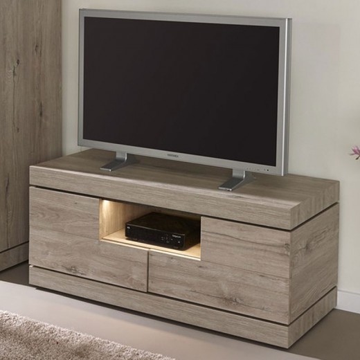 Meuble TV 125cm en mélaminé gris ETNA Meuble TV 125cm en mélaminé gris ETNA