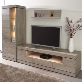 Meuble TV 180cm en mélaminé gris ETNA 2