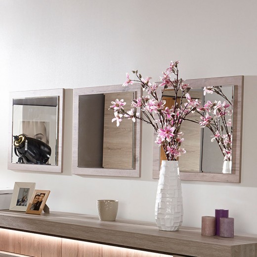 Lot de 3 miroirs en mélaminé gris ETNA Lot de 3 miroirs en mélaminé gris ETNA