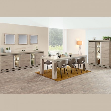 Vitrine 3 portes en mélaminé gris BELLUNO