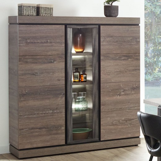 Vitrine 3 portes en mélaminé brun BELLUNO Vitrine 3 portes en mélaminé brun BELLUNO