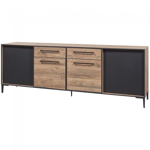 Buffet 4 portes 2 tiroirs en mélaminé naturel PERUGIA Buffet 4 portes 2 tiroirs en mélaminé naturel PERUGIA