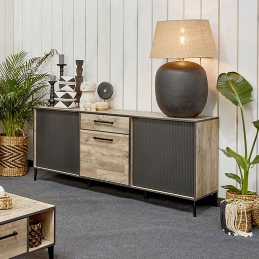 Buffet 3 portes 1 tiroir en mélaminé naturel PERUGIA Buffet 3 portes 1 tiroir en mélaminé naturel PERUGIA