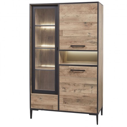 Vitrine 3 portes 1 tiroir en mélaminé naturel PERUGIA