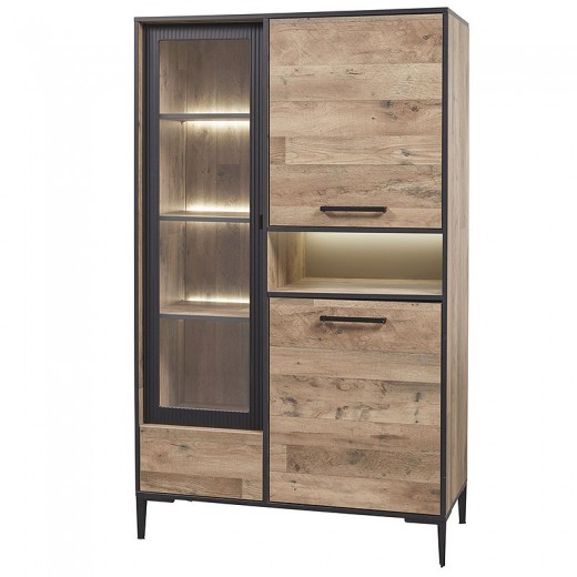 Vitrine 3 portes 1 tiroir en mélaminé naturel PERUGIA