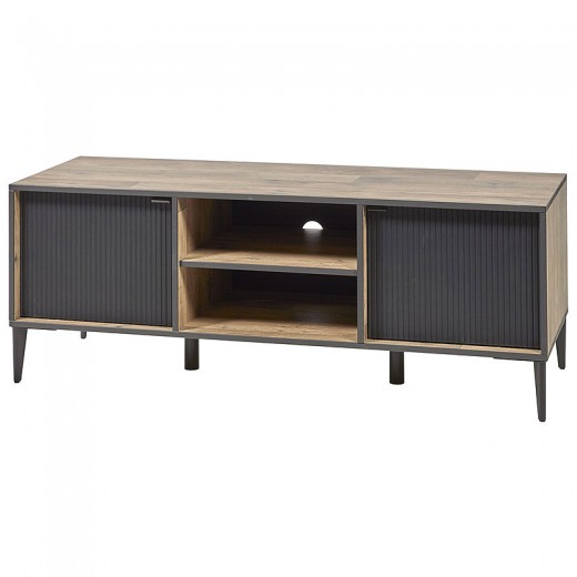 Meuble TV 140cm en mélaminé naturel PERUGIA