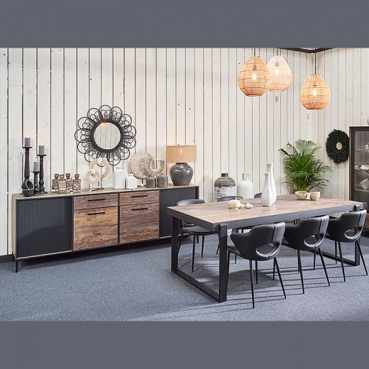 Buffet 4 portes 2 tiroirs en mélaminé fonçé PERUGIA Buffet 4 portes 2 tiroirs en mélaminé fonçé PERUGIA