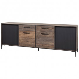 Buffet 4 portes 2 tiroirs en mélaminé fonçé PERUGIA 2