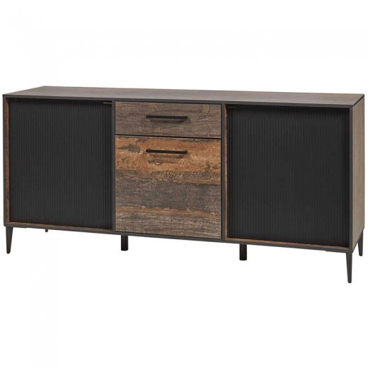 Buffet 3 portes 1 tiroir en mélaminé fonçé PERUGIA Buffet 3 portes 1 tiroir en mélaminé fonçé PERUGIA