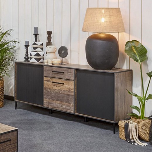 Buffet 3 portes 1 tiroir en mélaminé fonçé PERUGIA Buffet 3 portes 1 tiroir en mélaminé fonçé PERUGIA