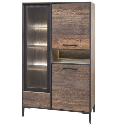 Vitrine 3 portes 1 tiroir en mélaminé fonçé PERUGIA