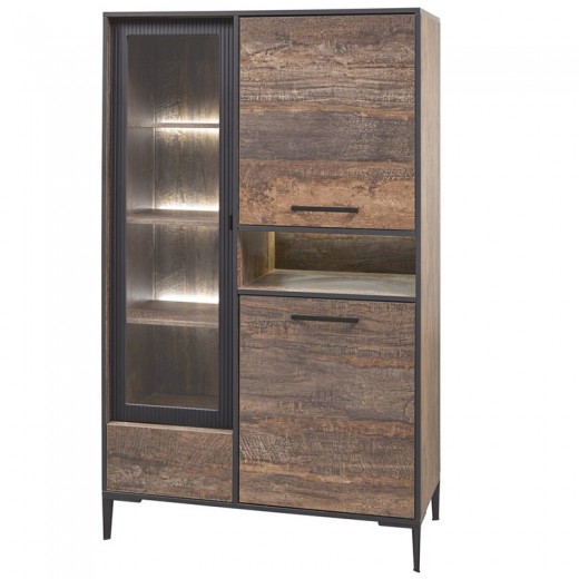 Vitrine 3 portes 1 tiroir en mélaminé fonçé PERUGIA Vitrine 3 portes 1 tiroir en mélaminé fonçé PERUGIA