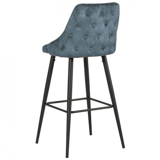 Lot de 2 chaises bar métal tissu pétrole Lou Lot de 2 chaises bar métal tissu pétrole Lou