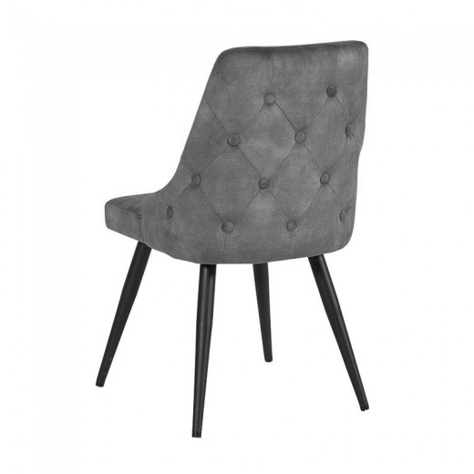 Lot de 2 chaises pieds métal tissu anthracite Casta Lot de 2 chaises pieds métal tissu anthracite Casta